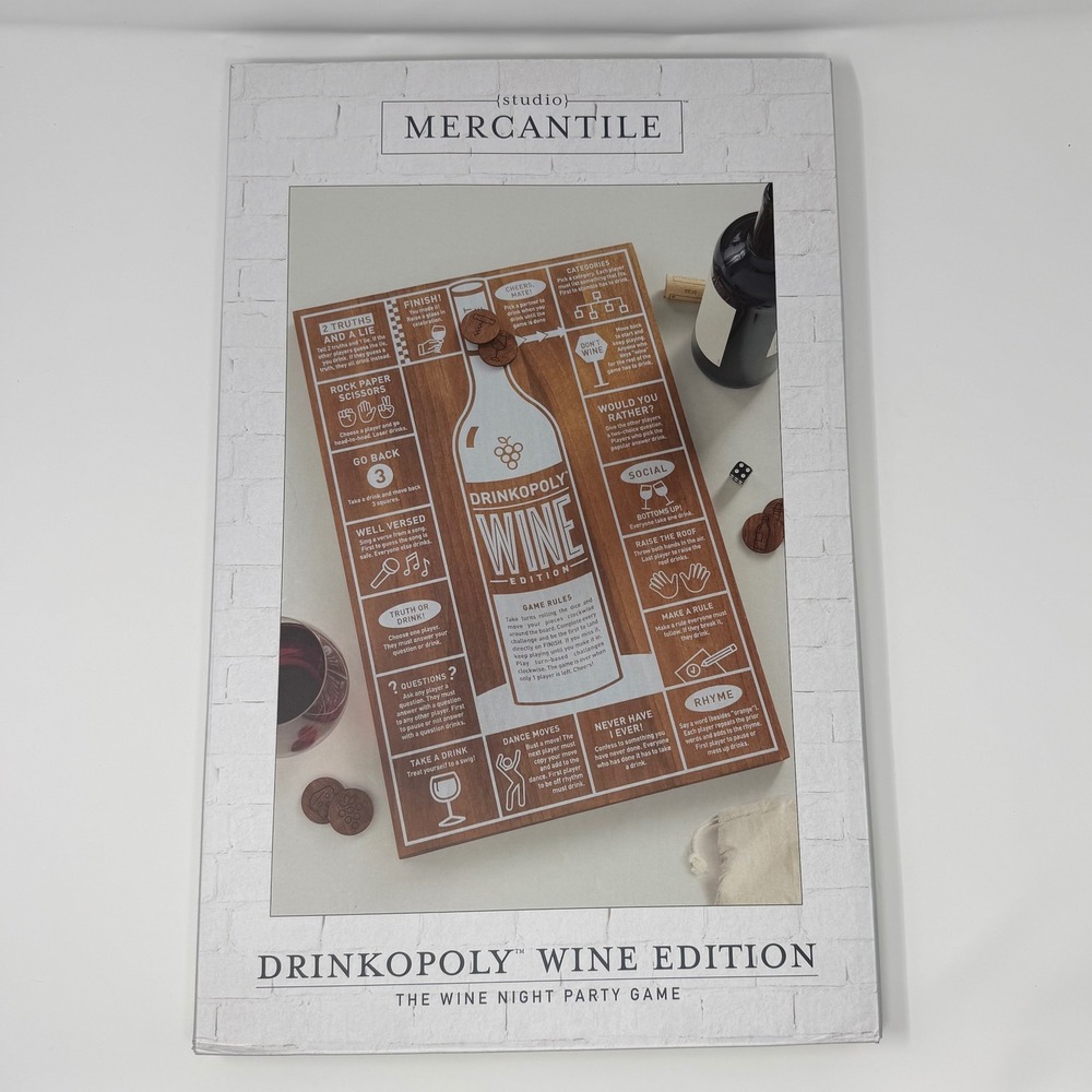 Studio Mercantile Drinkopoly Wine Edition Board Game Wine Night Party Game - NWT